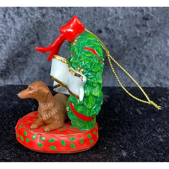Danbury Mint Dachshund Joy Wreath & Dog 2005 Christmas Ornament & Box READ - Picture 4 of 8